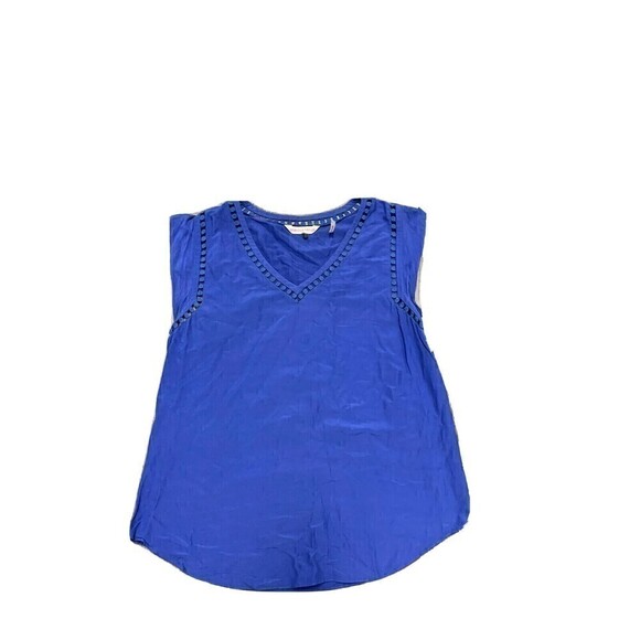 REBECCA Taylor Sleeveless Top‎ Size 4 Blue With Laser Cutout - Picture 1 of 6